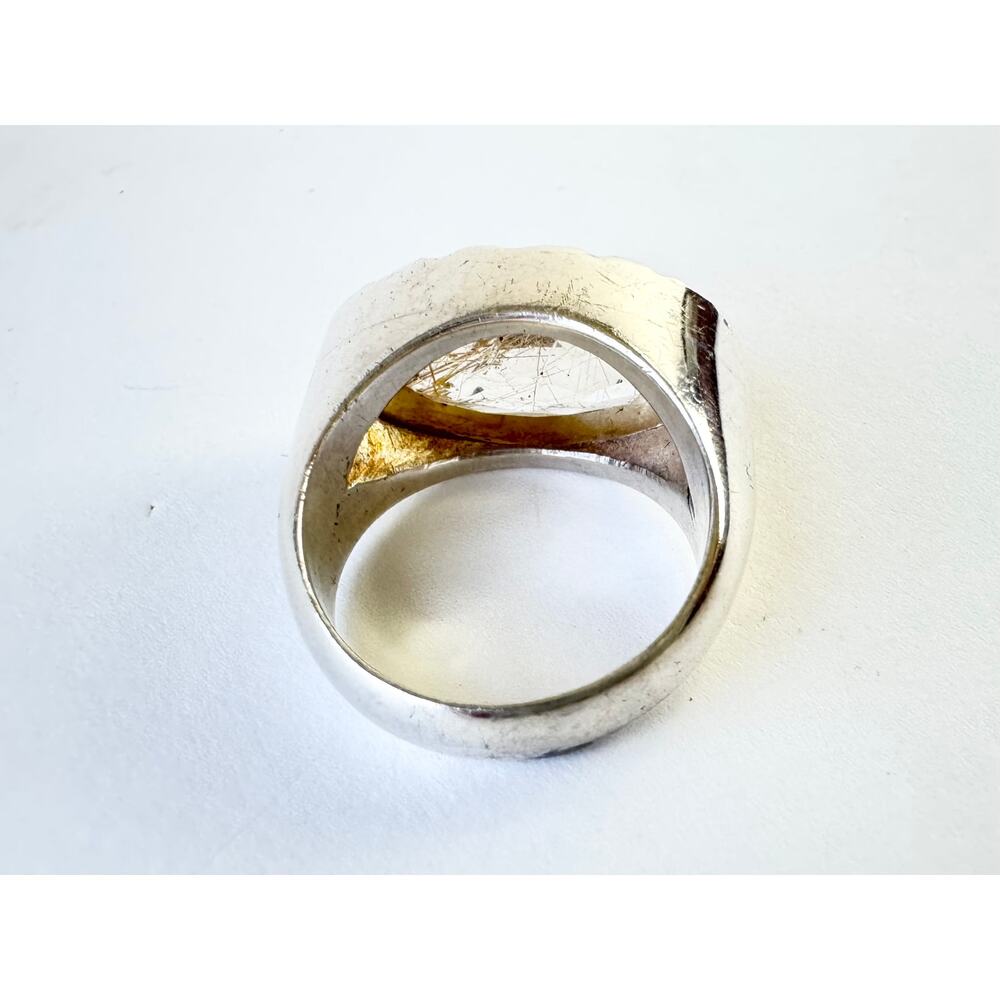 Golden Rutile Quartz Marquis Sterling 925 Silver Ring US Size 7.75 - Picture 6 of 10
